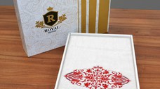 Prosop baie Brodat Model Royal Mille Red, 70x140cm, bumbac 100%
