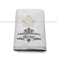Prosop baie Brodat Nume la alegere, bumbac 100%, alb, 70x140cm - 680gr/mp - 6