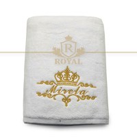 Prosop baie Brodat Nume la alegere, bumbac 100%, alb, 70x140cm - 680gr/mp - 7