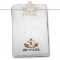 Prosop baie Brodat Nume la alegere , Royal Home, bumbac 100%, alb, 70x140cm - 680gr/mp - 4