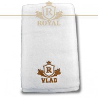 Prosop baie Brodat Nume la alegere , Royal Home, bumbac 100%, alb, 70x140cm - 680gr/mp - 5