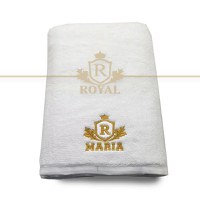 Prosop baie Brodat Nume la alegere , Royal Home, bumbac 100%, alb, 70x140cm - 680gr/mp - 6