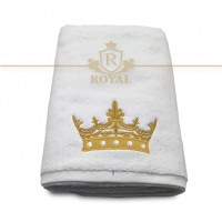 Prosop baie Broderie Coroana Model 2, bumbac 100%, 70x140cm - 1