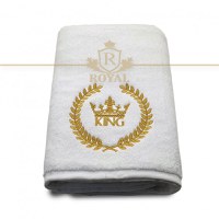 Prosop baie Broderie King, bumbac 100%, alb, 70x140cm - 1