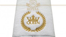 Prosop baie Broderie Queen, bumbac 100%, alb, 70x140cm