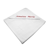Prosop baie cu gluga pentru bebelus, bumbac, alb , 90x90cm Personalizat - 1