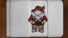 Prosop brodat Gnom Hans, Bumbac 100%, alb