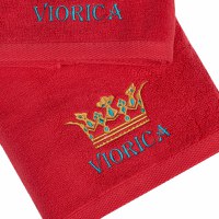 Prosop Fata Alb cu broderie color, Coroana + Nume, bumbac 100% (Culoare Broderie: Verde) - 8