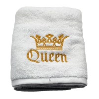 Prosop Fata Brodat, Broderie Queen 2, bumbac 100%, Alb, 50x90cm - 680gr/mp - 1