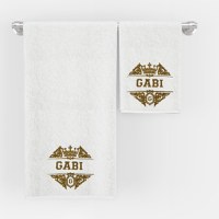 Set 2 Prosoape baie Albe Brodate GABI, bumbac 100% - 2