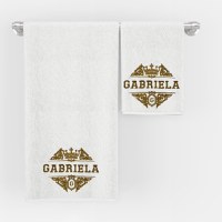 Set 2 Prosoape baie Albe Brodate GABRIELA, bumbac 100% - 2