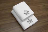 Set 2 Prosoape baie Brodate Alb cu broderie Argintiu, Royal Home, bumbac 100% - 2