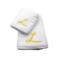 Set 2 Prosoape baie Brodate Alb cu broderie color, Model Initiala, bumbac 100% - 4