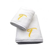 Set 2 Prosoape baie Brodate Alb cu broderie color, Model Initiala, bumbac 100% - 6