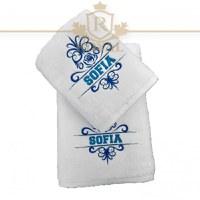 Set 2 Prosoape baie Brodate Alb cu broderie color, Nume, bumbac 100% - 4