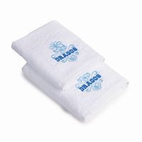 Set 2 Prosoape baie Brodate Alb cu broderie color, Nume, bumbac 100% - 1