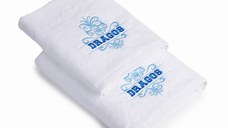 Set 2 Prosoape baie Brodate Alb cu broderie color, Nume, bumbac 100%