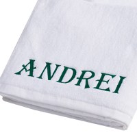 Set 2 Prosoape baie Brodate Alb cu broderie color, Nume, bumbac 100% (Culoare Broderie: Azur) - 11