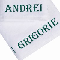 Set 2 Prosoape baie Brodate Alb cu broderie color, Nume, bumbac 100% (Culoare Broderie: Azur) - 12