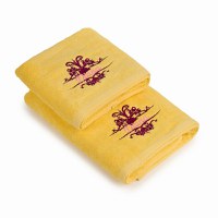 Set 2 Prosoape baie Brodate Alb cu broderie color, Nume, bumbac 100% - 1