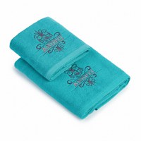 Set 2 Prosoape baie Brodate Alb cu broderie color, Nume, bumbac 100% - 5