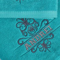 Set 2 Prosoape baie Brodate Alb cu broderie color, Nume, bumbac 100% - 7