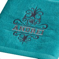 Set 2 Prosoape baie Brodate Alb cu broderie color, Nume, bumbac 100% - 8