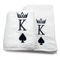 Set 2 Prosoape baie Brodate Alb cu broderie King, bumbac 100% - 1