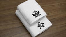 Set 2 Prosoape baie Brodate Alb cu broderie Negru, Royal Home, bumbac 100%