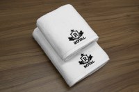 Set 2 Prosoape baie Brodate Alb cu broderie Negru, Royal Home, bumbac 100% - 1