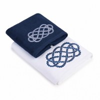 Set 2 Prosoape baie Brodate Color cu broderie alb, Model Funie, bumbac 100% - 5