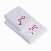 Set 2 Prosoape baie Brodate cu broderie color, Model Martisor, bumbac 100% - 1