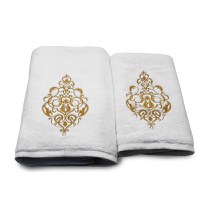 Set 2 Prosoape baie cu broderie Laurent Gold, bumbac 100% - 1