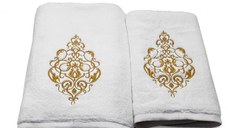 Set 2 Prosoape baie cu broderie Laurent Gold, bumbac 100%