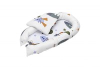 Set Baby Nest Somnart Cosulet bebelusi + Salteluta 42x84x2cm + Paturica 70x70cm, model Rachete - 3