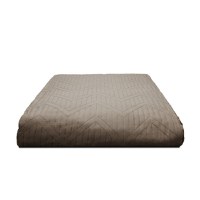 set Cuvertura Pat cu 2 Fete de Perna 55x75cm Uni, Model Geometric, Crem , 200x230cm - 2