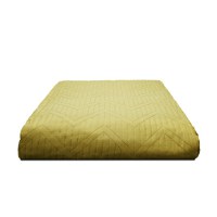 set Cuvertura Pat cu 2 Fete de Perna 55x75cm Uni, Model Geometric, Galben, 200x230cm - 2
