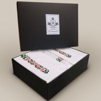 Set LUX Lenjerie Saten + Set Prosoape Brodate Model floral - 1
