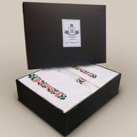 Set LUX Lenjerie Saten + Set Prosoape Brodate Model floral - 1