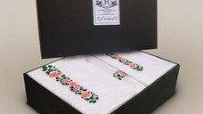 Set LUX Lenjerie Saten + Set Prosoape Brodate Model floral