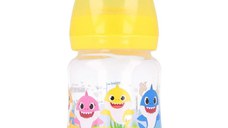 Biberon cu Gat Larg 150 ml Tetina din Silicon 3 Pozitii Baby Shark