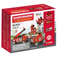 Joc de Constructie Magnetic Magformers Amazing Rescue Set - Statia de Pompieri, 50 piese - 1