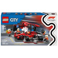 Lego City - Boxa si mecanici F1 cu masina Ferrari (60443) - 1