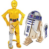 Macheta de Asamblat Wood WorX - Star Wars - C-3PO & R2D2 cu 110+ piese din lemn + vopsea, pensula si adeziv inclus - 1