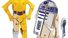 Macheta de Asamblat Wood WorX - Star Wars - C-3PO & R2D2 cu 110+ piese din lemn + vopsea, pensula si adeziv inclus