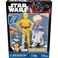 Macheta de Asamblat Wood WorX - Star Wars - C-3PO & R2D2 cu 110+ piese din lemn + vopsea, pensula si adeziv inclus - 2
