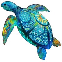 Puzzle din Lemn Multicolorat - Broasca Testoasa, 125 piese - 2