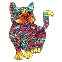 Puzzle din Lemn Multicolorat - Pisica, 99 piese - 2