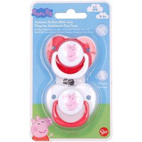 Set 2 Suzete Ortodontice din Silicon pentru Bebelusi 0-6 Luni cu Capac Peppa Pig Little One - 1