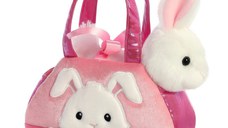 Set geanta pentru copii cu jucarie de plus Fancy Pals, 2 in 1 - Iepure alb, Geanta roz, 20 cm